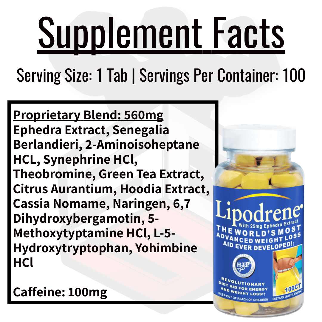 Lipodrene with Ephedra Supplement Facts