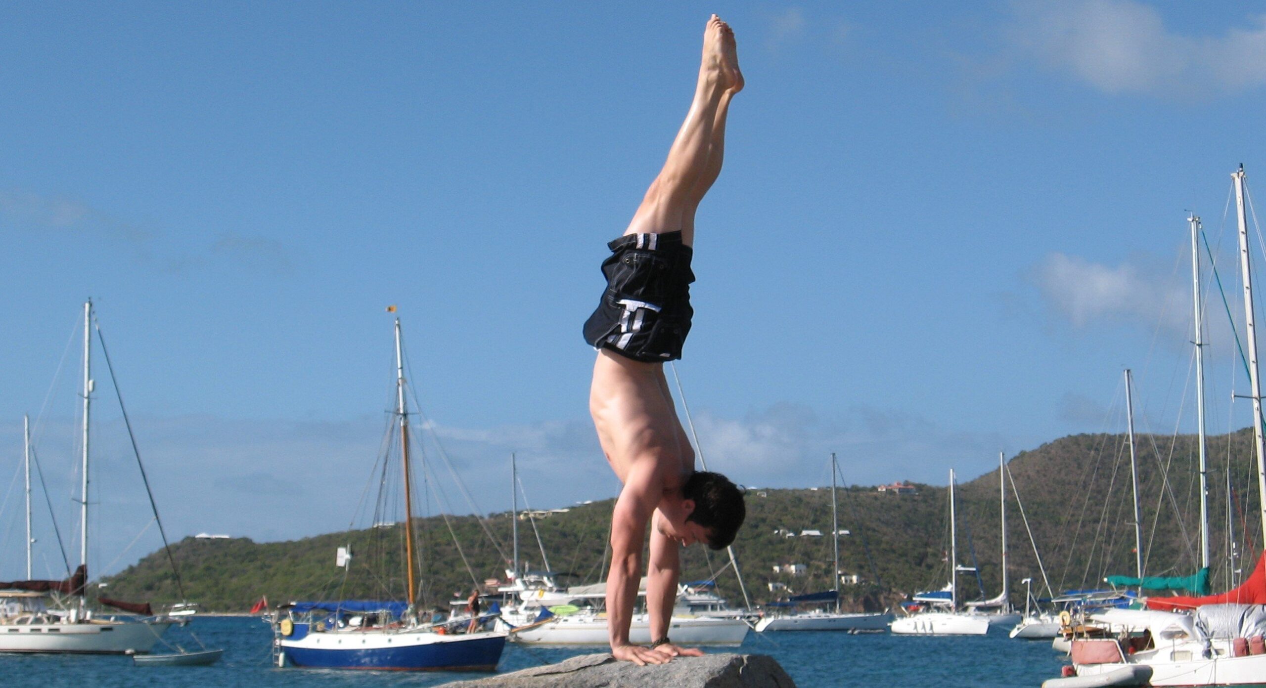 The one and only Jim doing a banana shaped handstand