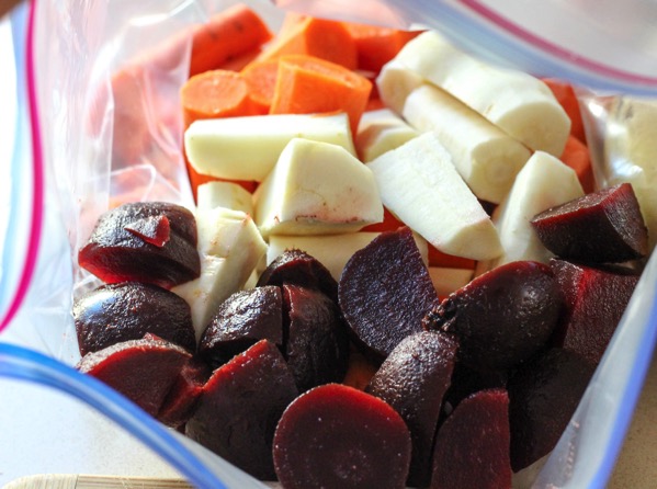 Root Veggies Root veggies in a Ziploc