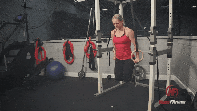 The ring dip is a great way to build back and shoulder muscle.