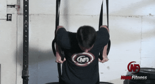 A gif of Steve doing bodyweight ring dips
